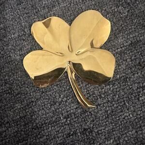 Vintage 1984 Gerity 24k Gold Plated 4 Leaf Clover Shamrock Paperweight